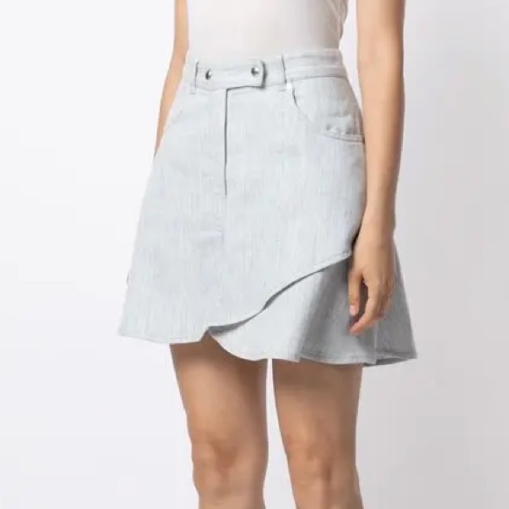 IRO Maudy Layered Mini Skirt Lightweight Denim Flared Skirt Light Wash